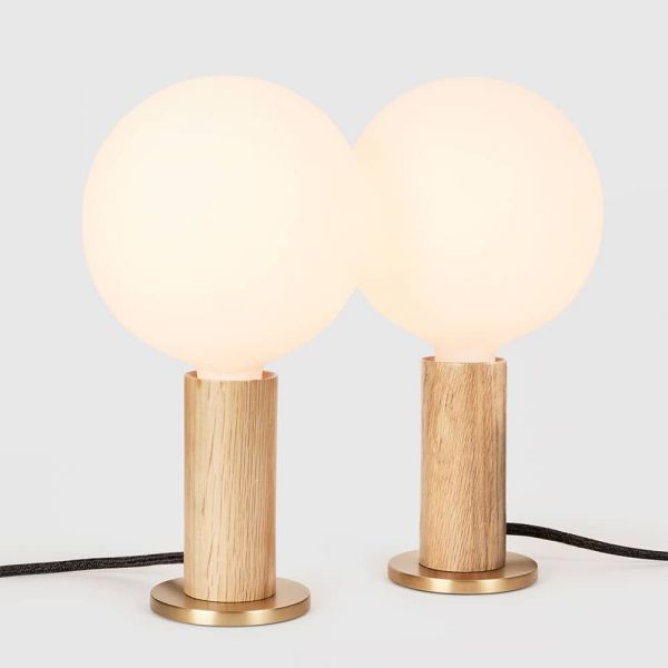 knuckle table lamp oak sphere iv pair