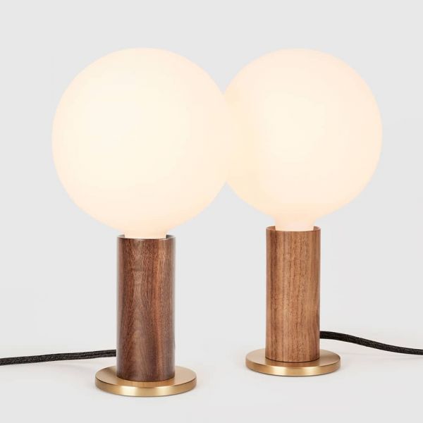 knuckle table lamp walnut sphere iv pair